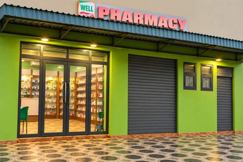 Wellplus pharmacy storefront, edited promotional photograph